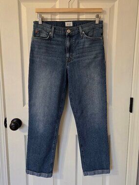 Hudson Blair High Rise Straight Crop Jeans Women's 30 Blue Stretch Denim